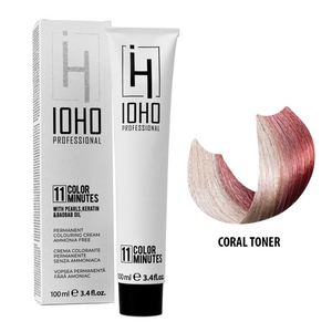 Vopsea de Par Toner Roz Permanenta Fara Amoniac - Color 11 Minutes Coral Toner - Ioho Professional - HNIcosmetice.ro